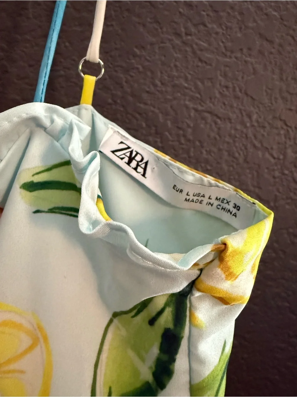 ZARA • Lemon print midi dress - Large - Picture 9 of 11